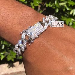 New 18k White Gold Cuban Link Bracelet 