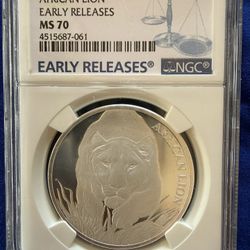 2017 1oz NGC MS70 CHAD AFRICAN LION SILVER COIN 
