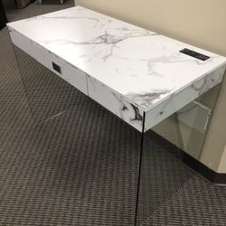 Floating Marble Desk - BRAND NEW- Glass Legs Create Illusion Of Floating 