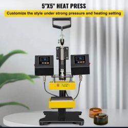 5" x 5" Heat Press Machine Dual Heating Elements Swing-Arm