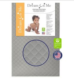Dream On Me Portable Crib Mattress 3” Waterproof – New