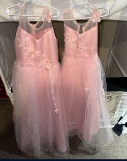 Flower Girls Wedding Guest Kids Pink Dress Sz 8 & 10 