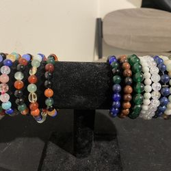 assorted stone bracelets