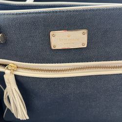 New Kate Spade Denim And White Leather Handbag