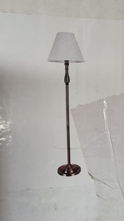 Floor lamp antique brass color fabric shade