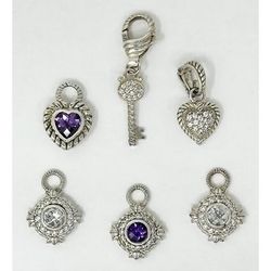 6pc Lot of Judith Ripka 925 Sterling Silver Pendant & Earring Enhancer Charms