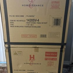 2 Mirrored Edge Crystal Handled Gray Nightstands BOGO $218