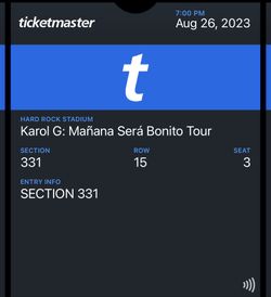 Karol G Tickets Saturday 8/26