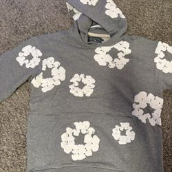 Gray Denim Tear Hoodie