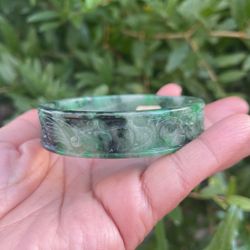 Carved Jade Bangle 63mm 