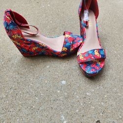 Never Worn Floral Wedge Sandals