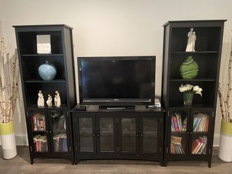 Distressed Black Bookshelf - Two Available 