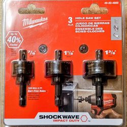 Milwaukee 3 Hole Saw Set (NEW)