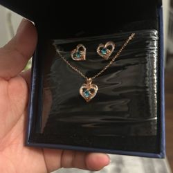 CDE Jewelry Sets  Heart Pendant Necklaces Earrings, 925 Sterling Silver with Birthstone Zirconia, 