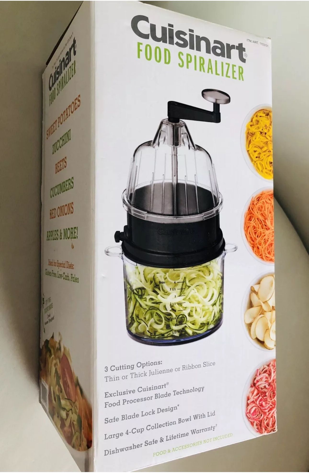 Cuisinart Food Spiralizer 3 Cutting🥒🥕🥬🍆🍅🧅🥔New with Box🌶🥦Safety Features