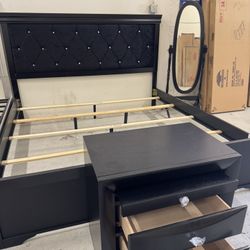 King BED, Nightstand, Mirror