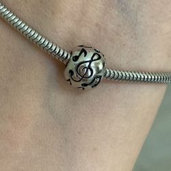 Solid 925 Sterling Silver music note charm