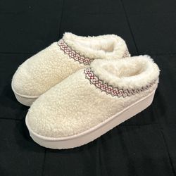 Cream Platform Slippers