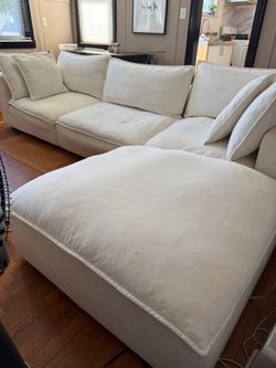 White Modular Sectional Sofa with Ottoman