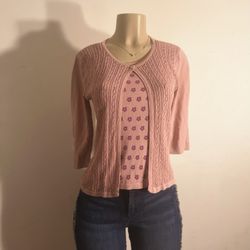 2-Piece Attached Blouse Cardigan Set
