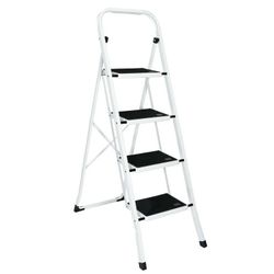4 Step Ladder Metal Frame Portable Folding Step Stool Anti-Slip Max 330lbs