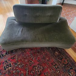 Mid-Century Dog Bone Sofa / Chaise, Moss Green