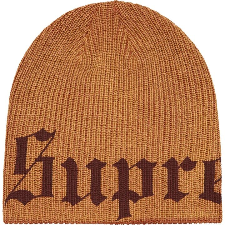 Supreme Old English Printed Logo Cotton Beanie Tan