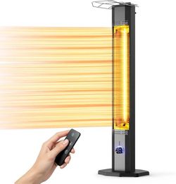 Outdoor Electric Patio Heater, 42-inch 1500W Infrared Tower Heater with 9 Heat Settings & 9H Timer