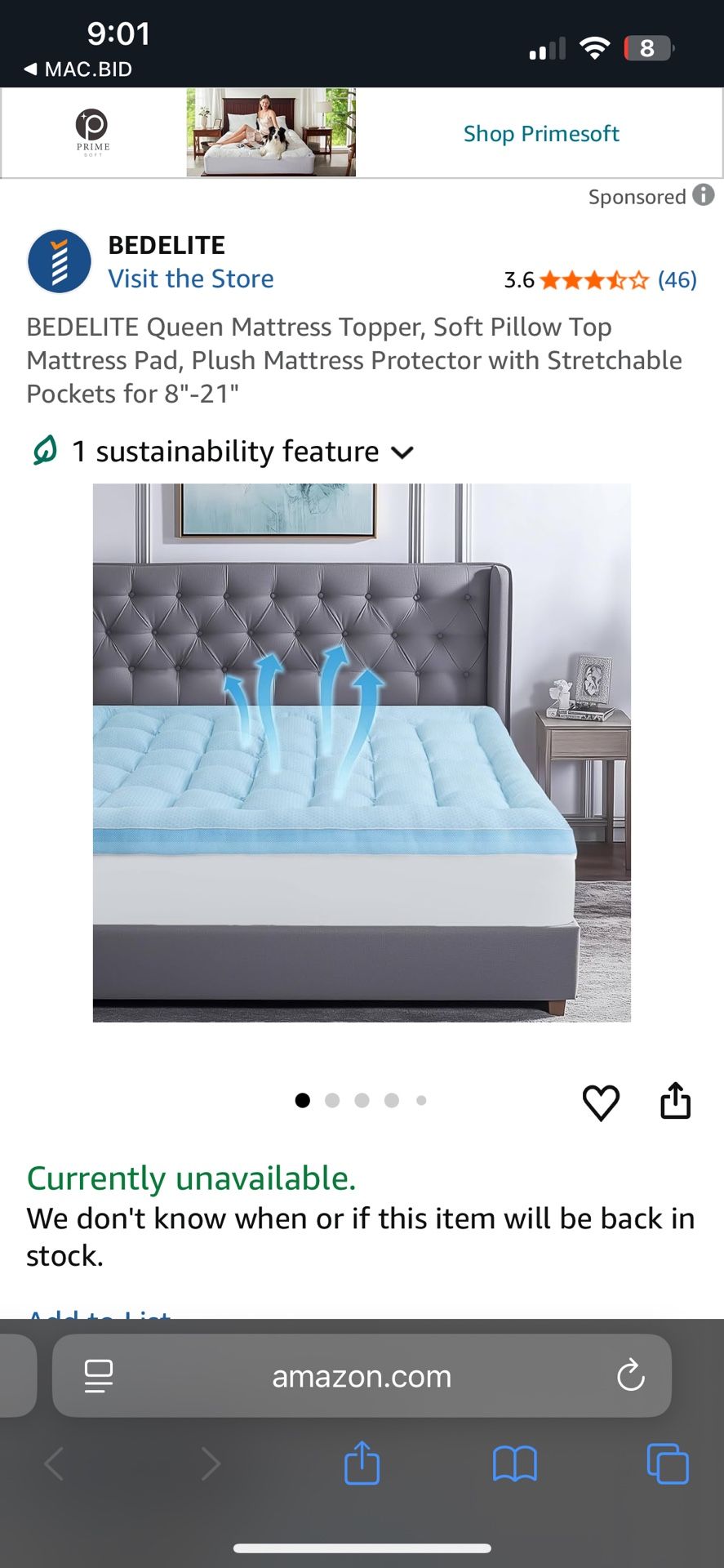 Bedelite Queen Size Soft Pillow Top Mattress Topper 