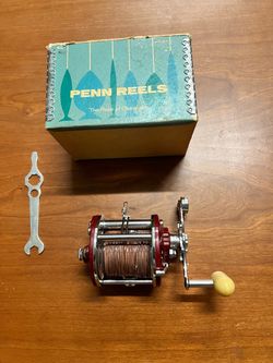 Vintage Penn Peerless No. 9 Levelwind fishing reel w Leadcore line, clean