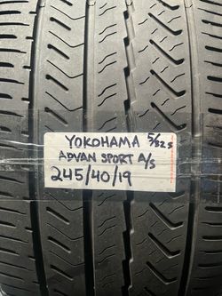 Pair of YOKOHAMA 245/40/19 ADVAN SPORT TIRES, tread 5/32s