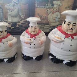 Set of 3 chef's kitchen canisters