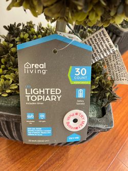 This 1 Topiary is thigh high with three small balls. You also have the battery that light it up at night or it’ll twinkle.