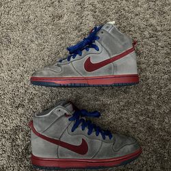 Nike Dunk High Pro SB Size 7 Medium Grey Varsity Red Old Blue Size 7