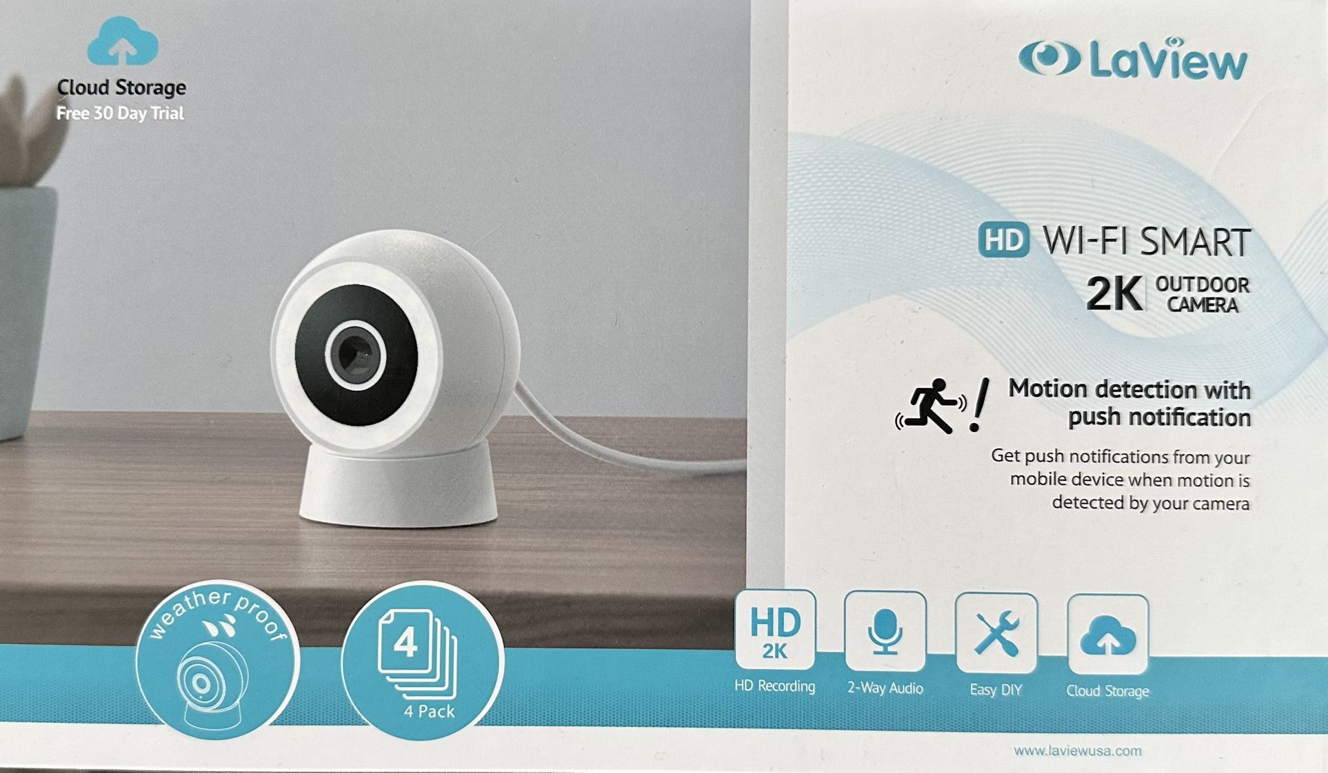 LAVIEW 4MP HD WI-FI SMART 2K Outdoor Security Camera 