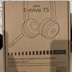 Brand New Evolve 75 Headset On Ear Bluetooth Wireless, Active Noise Canceling 