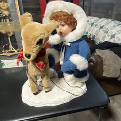 Christmas Movable Deer And Doll