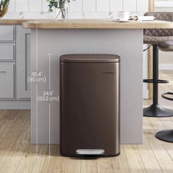 13 Gallon (50 L) Trash Can, Stainless Steel Kitchen Garbage Can,