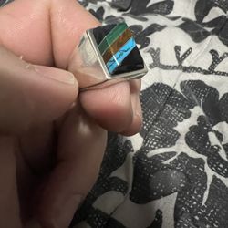 Vintage Sterling Taxco Ring With Precious Stone