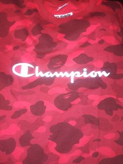 Bape x champion red tee