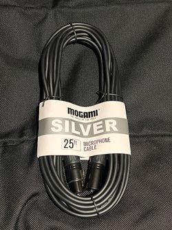 mogami silver 25ft microphone cable new