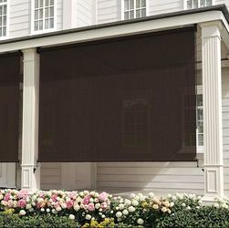 VICLLAX Wide Outdoor Roller Shade for Patio, Patio Roll Up Sun Shade with Cord for Outdoor Porch Blinds, Chocolate