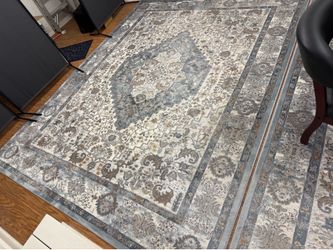 Oriental Style blue/grey 8ft x 10ft rugs Set of 2
