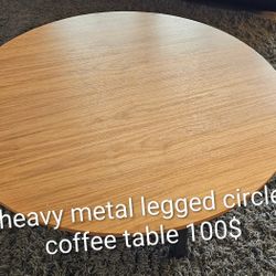 Heavy Metal Legged Circular Coffee Table