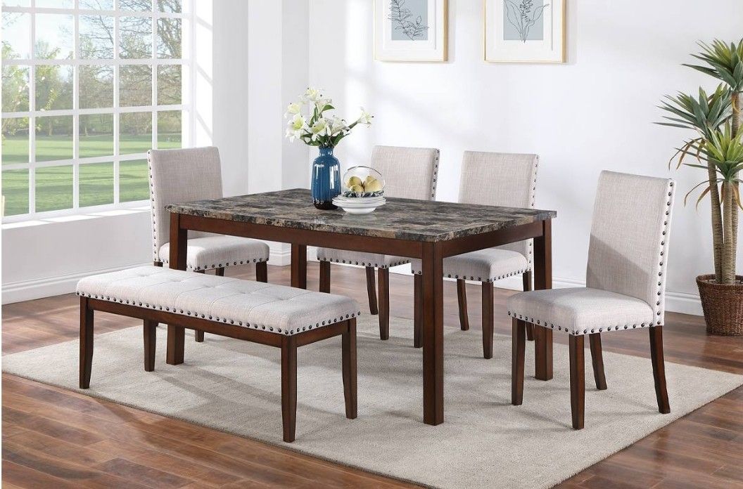 6pcs Faux Marble Dining Set
