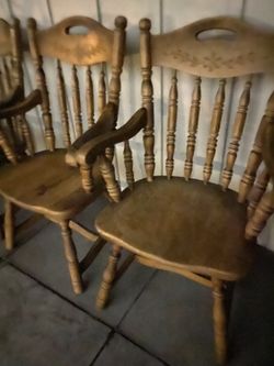 4 Vintage Country Wooden Chairs