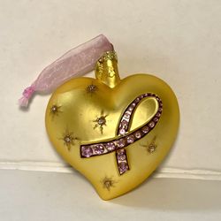 Breast Cancer Crusade 2004 Ornament Avon Heart Gold