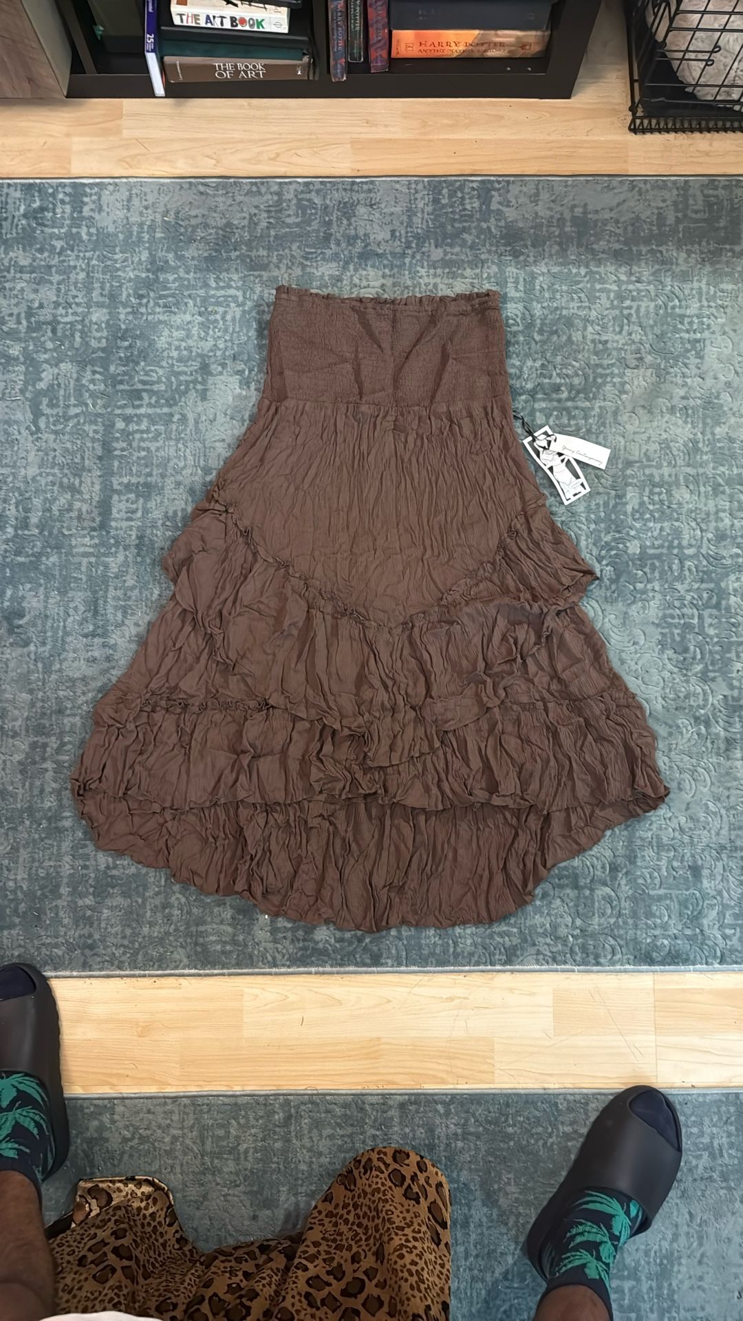 Blue Blossom Brown Sun Dress - Size Large