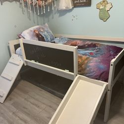 Loft Bed Bunk Bed With Slide And Chalk Board 