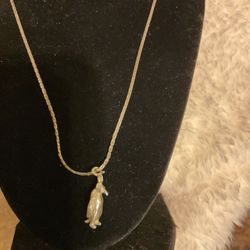 Sterling Silver 925 Necklace With Solid Penguin Pendant 
